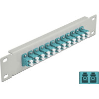 Delock 10″ Fiber Optic Patch Panel 12 Port LC Duplex aqua 1U grey