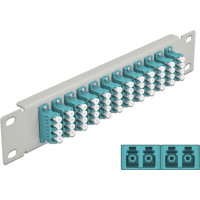 Delock 10″ Fiber Optic Patch Panel 12 Port LC Quad aqua 1U grey