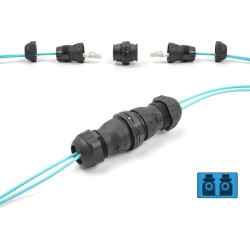 Delock Optical Fiber Cable Connector LC Duplex female to LC Duplex female UPC OS2 IP68 dust and waterproof