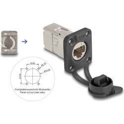 Delock D-Type RJ45 built-in connector with LSA connection Cat.6A STP with protective cap IP66 dust and waterproof