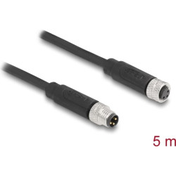 Delock M8 3 pin Cable A-coded male to female PUR (TPU) 5 m
