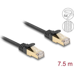 Delock RJ45 Flat Network Cable with braided jacket Cat.6A U/FTP plug to plug 7.5 m black