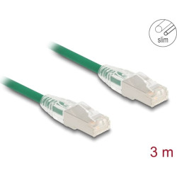 Delock RJ45 Network Cable Cat.6A plug to plug with curved latch U/FTP Slim 3 m green