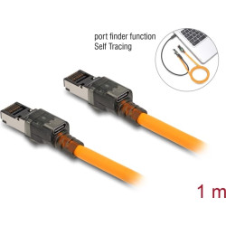Delock RJ45 Network Cable with USB Type-C™ port finder function Self Tracing Cat.6A S/FTP 1 m orange