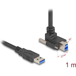 Delock USB 5 Gbps Cable USB Type-A male straight to USB Type-B male with screw distance 22 mm 90° upwards angled 1 m black