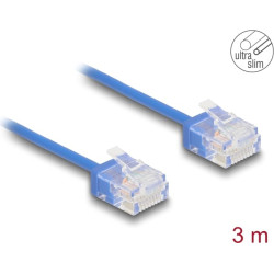 Delock RJ45 Network Cable Cat.6 UTP Ultra Slim 3 m blue with short plugs