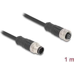 Delock M12 Cable A-coded 8 pin male to female PVC 1 m