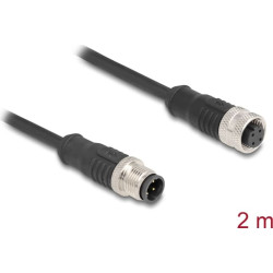 Delock M12 Cable D-coded 4 pin male to female PVC 2 m