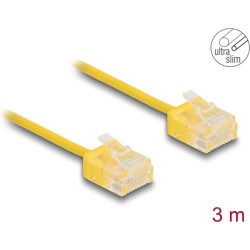 Delock RJ45 Network Cable Cat.6 UTP Ultra Slim 3 m yellow with short plugs