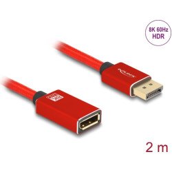Delock DisplayPort extension cable 8K 60 Hz 2 m red metal without latch
