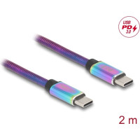 Delock USB 2.0 Cable USB Type-C™ male to male with metal jacket iridescent PD 3.0 60 W 2 m