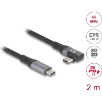 Delock USB 20 Gbps cable angled left / right USB PD 3.1 Extended Power Range 240 W 2 m