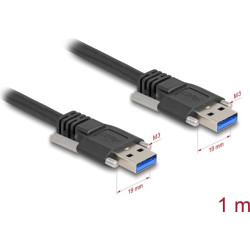Delock USB 5 Gbps Cable Type-A male to Type-A male with screw distance 19 mm / M3 screws 1 m black