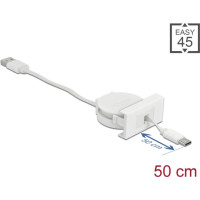 Delock Easy 45 Module USB 2.0 Retractable Cable USB Type-A to USB Type-C™ white