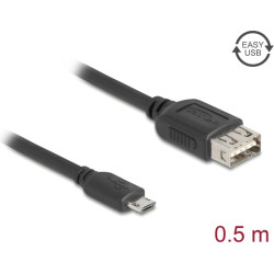 Delock USB 2.0 Cable EASY USB Type Micro-B male to EASY USB Type-A female 0.5 m