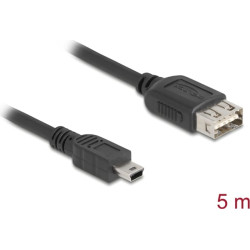 Delock USB 2.0 Cable USB Type Mini-B male to EASY USB Type-A female 5 m
