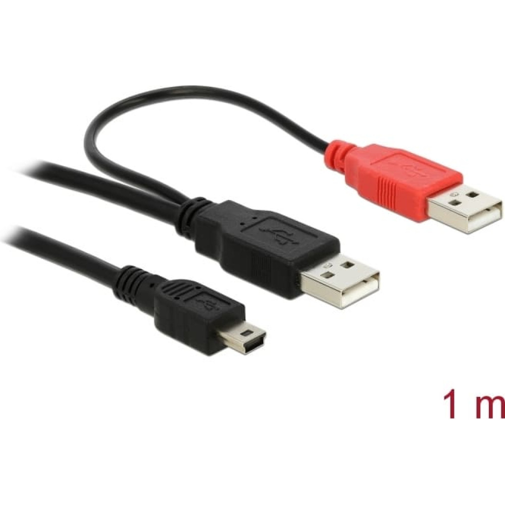 Delock Cable 2 x USB2.0-A male > USB mini 5-pin