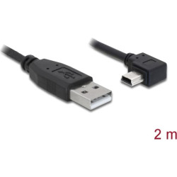 Delock USB 2.0 Cable Type-A male to Type Mini-B male angled 2 m
