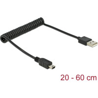Delock Cable USB 2.0-A male > USB mini male coiled cable