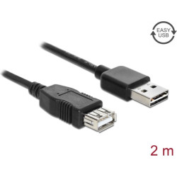 Delock Extension cable EASY-USB 2.0 Type-A male > USB 2.0 Type-A female black 2 m