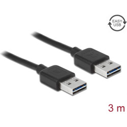 Delock Cable EASY-USB 2.0 Type-A male > EASY-USB 2.0 Type-A male 3 m black