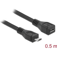 Delock Extension cable USB 2.0 type Micro-B male > USB 2.0 type Micro-B female 0.5 m