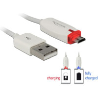 Delock Data- and power cable USB 2.0-A male > Micro USB-B male with LED indication white
