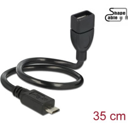 Delock Cable USB 2.0 Micro-B male > USB 2.0 Type-A female OTG ShapeCable 0.35 m