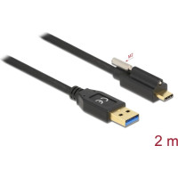 Delock SuperSpeed USB (USB 3.2 Gen 2) Cable Type-A male to USB Type-C™ male with screw on top 2 m
