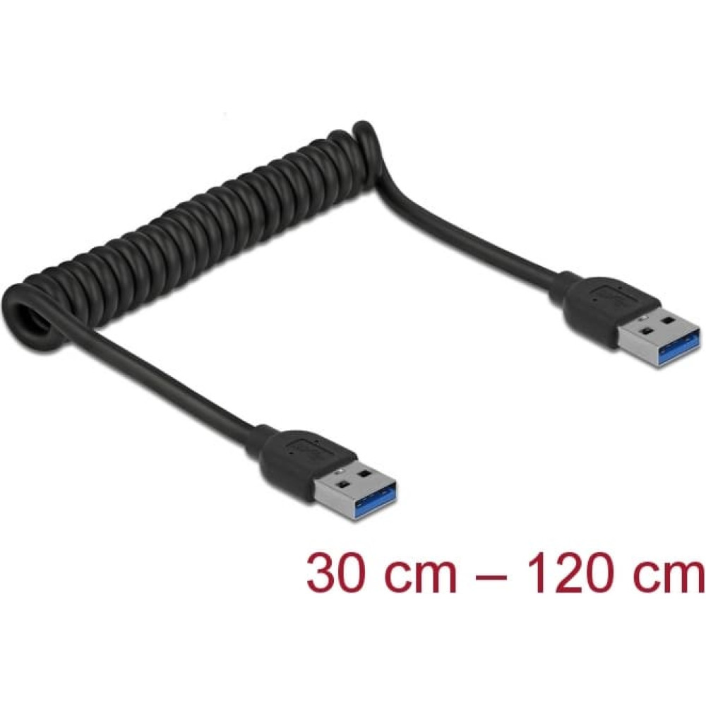 Delock USB 3.0 Coiled Cable Type-A male to Type-A male