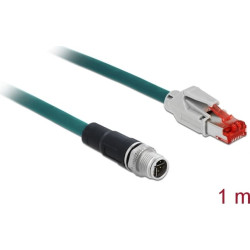 Delock Network cable M12 8 pin X-coded to RJ45 plug PVC 1 m