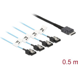 Delock Cable OCuLink SFF-8611 > 4 x SATA 7 pin 0.5 m metal