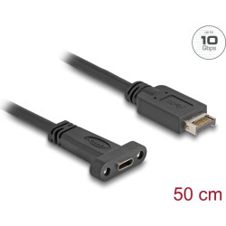 Delock USB 10 Gbps Cable USB Type-E Key A 20 pin male to USB Type-C™ female panel-mount 50 cm