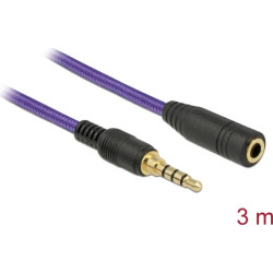 Delock Verlängerungskabel Audio Klinke 3,5 mm Stecker / Buchse 4 Pin 3 m violett