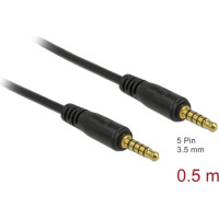 Delock Stereo Jack Cable 3.5 mm 5 pin male to male 0.5 m black