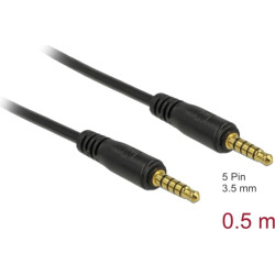 Delock Stereo Jack Cable 3.5 mm 5 pin male to male 0.5 m black