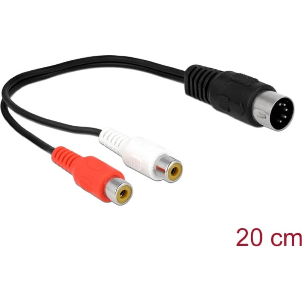 Delock DIN Cable diode plug 5 pin to 2 x RCA female 20 cm