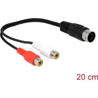 Delock DIN Cable diode plug 5 pin to 2 x RCA female 20 cm