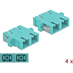 Delock Optical Fiber Coupler SC Duplex female to SC Duplex female Multi-mode 4 pieces light blue