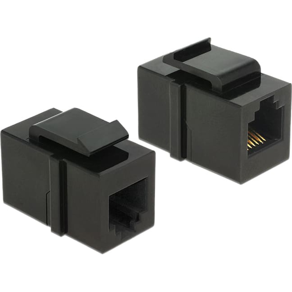 Delock Keystone Module RJ12 female  RJ12 female Cat.3 black