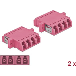 Delock Optical Fiber Coupler LC Quad female to LC Quad female Multi-mode 2 pieces violet