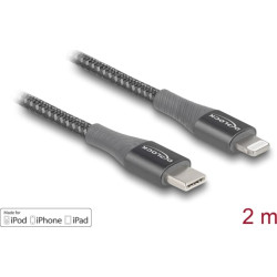 Delock Data and charging cable USB Type-C™ to Lightning™ for iPhone™, iPad™ and iPod™ grey 2 m MFi