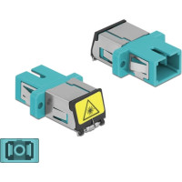 Delock Optical Fiber Coupler with laser protection flip SC Simplex female to SC Simplex female Multi-mode aqua