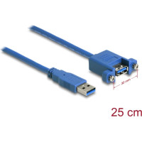 Delock Cable USB 3.0 Type-A male > USB 3.0 Type-A female panel-mount 25 cm