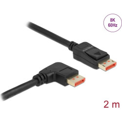 Delock DisplayPort cable male straight to male 90° right angled 8K 60 Hz 2 m