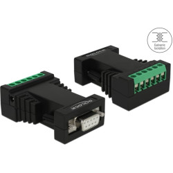 Delock Converter 1 x Serial RS-232 to 1 x Serial RS-422/485 with ESD protection 15 kV surge protection 600 W and 2.5 kV isolatio