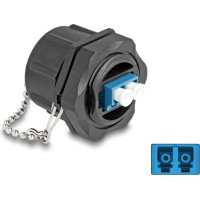 Delock Optical fiber bulit-in connector LC Duplex to LC Duplex with protective cap Single-mode IP68 dust and waterproof