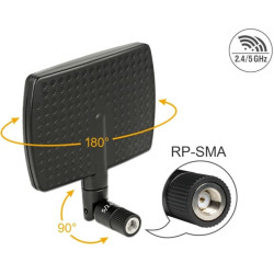 Delock WLAN 802.11 ac/a/b/g/n Antenna RP-SMA plug 5 - 7 dBi directional with tilt joint black