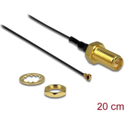 Delock Antenna Cable RP-SMA Jack Bulkhead  MHF IVHSC MXHP32 Compatible Plug 200 mm 0.81