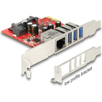 Delock PCI Express x1 Card to 3 x external USB 5 Gbps + 1 x external Gigabit LAN - Low Profile Form Factor